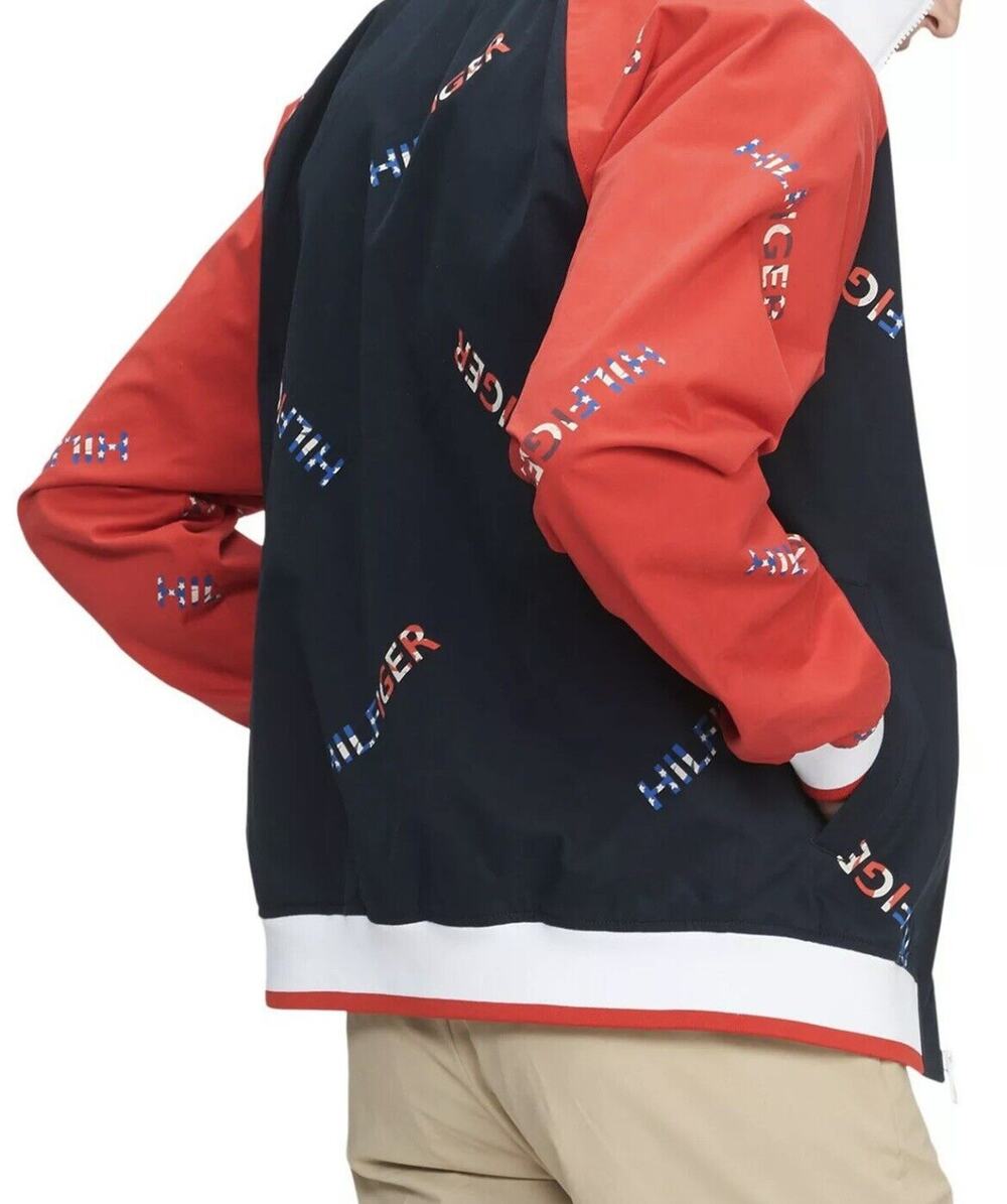 Mens Tommy Hilfiger Jacket Sz L Sky Captain Navy Jackson Preppy Golf Colorblock